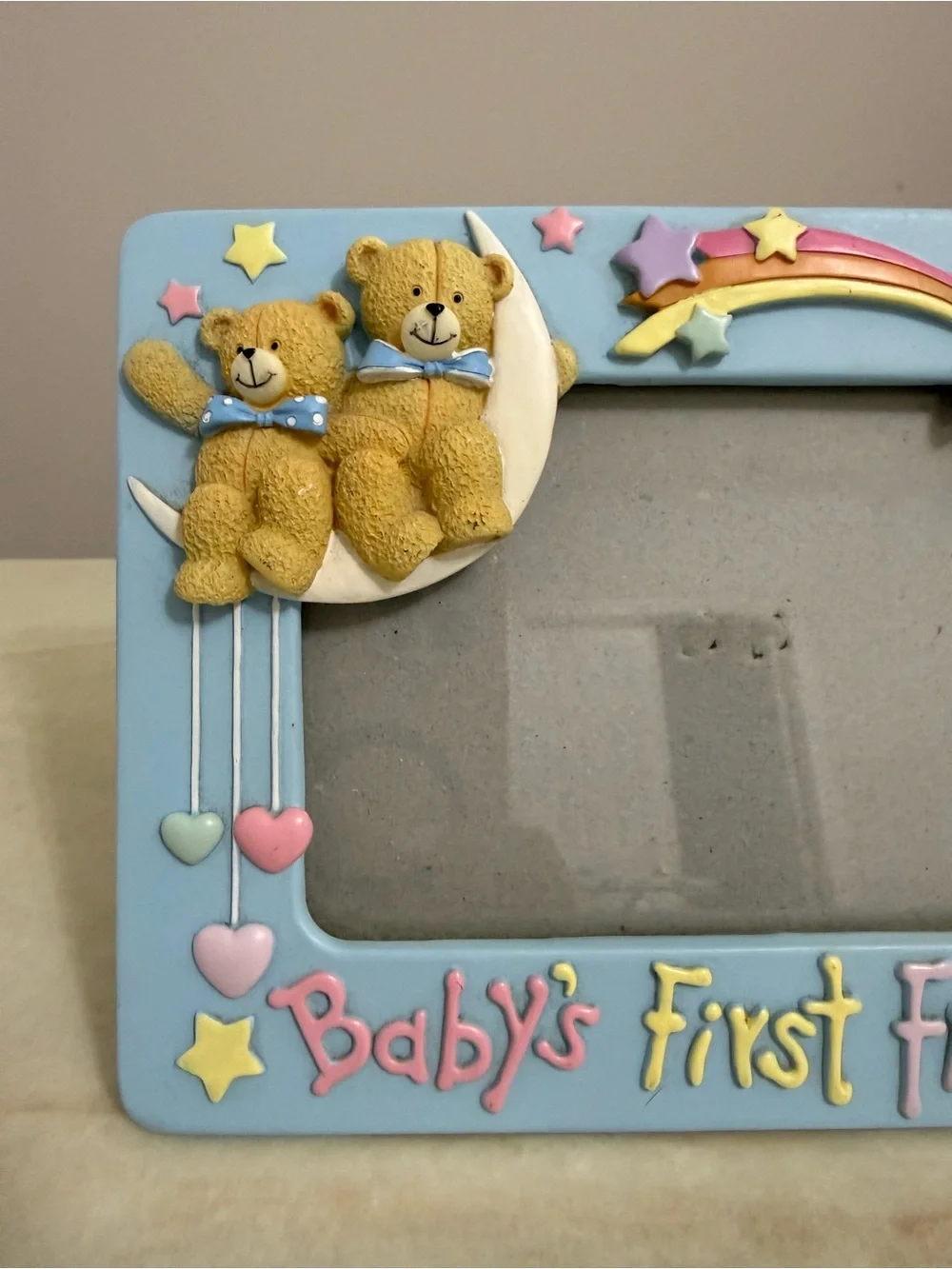 Baby's First Friend Blue Picture Frame with Teddy & Stars